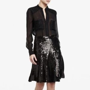 BCBGMAXAZRIA Black Sequin Skirt Size M